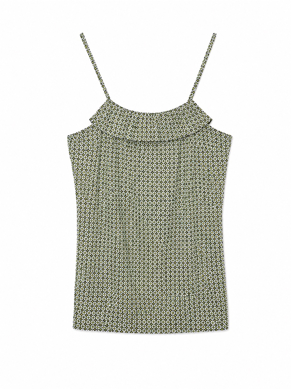 J.Crew Green White Geometric Print Spaghetti Strap Camisole Tank Top Size 00